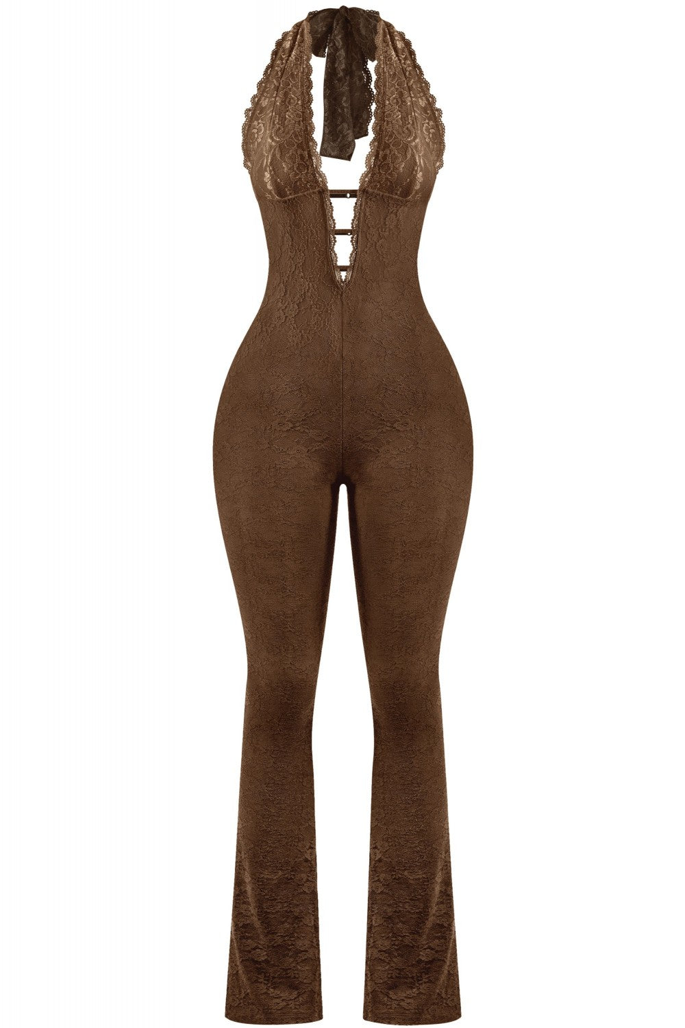 ANGEL LACE JUMPSUIT-BROWN