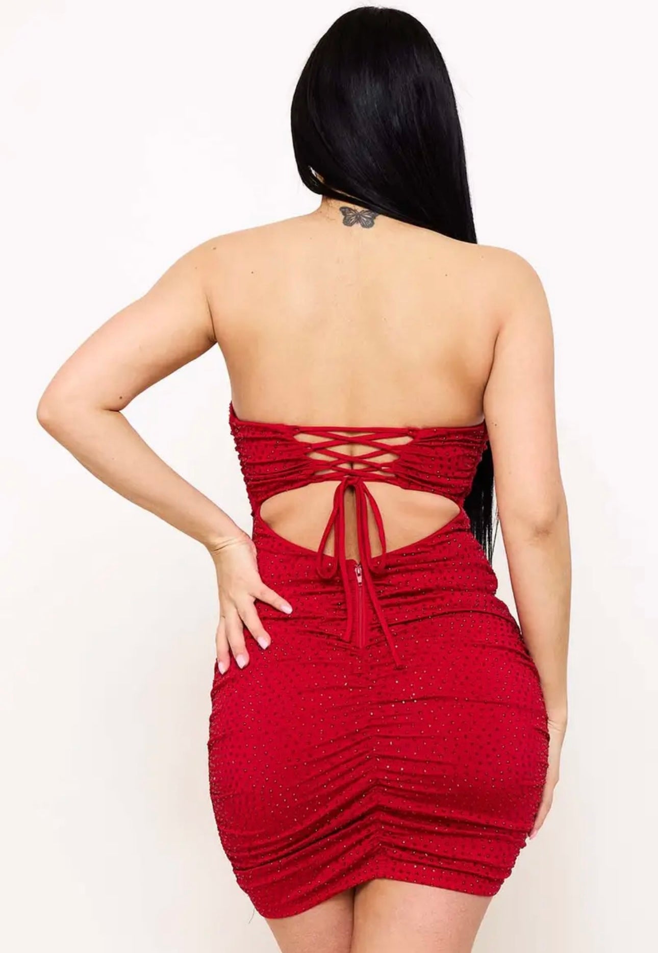CRIMSON GLAM MINI DRESS