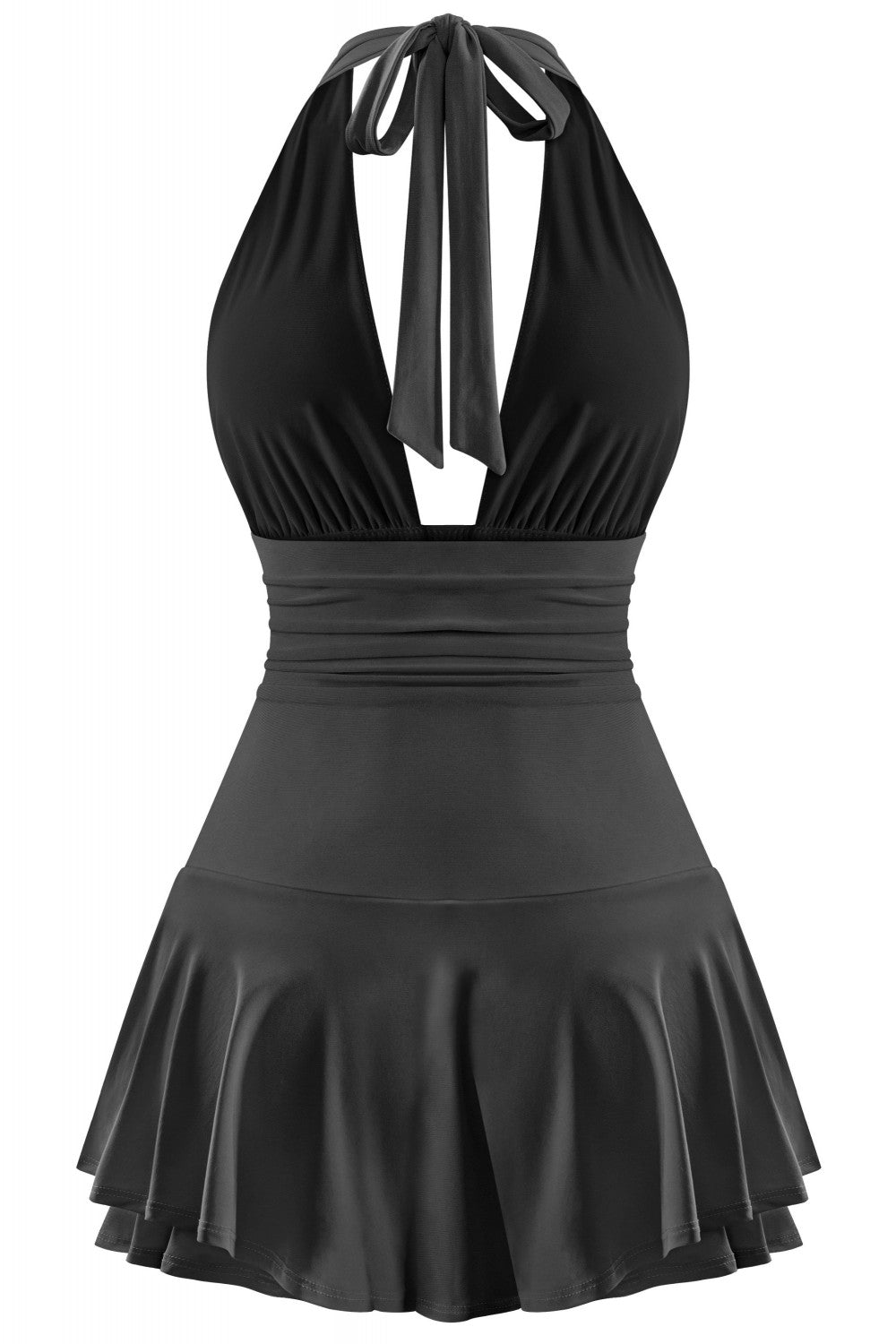 MELANIE RUFFLED ROMPER-BLACK