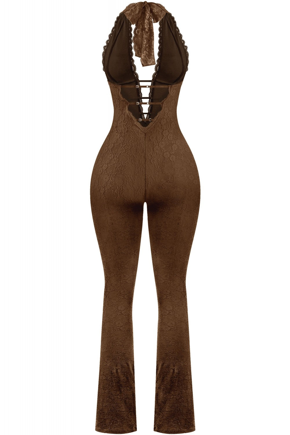 ANGEL LACE JUMPSUIT-BROWN
