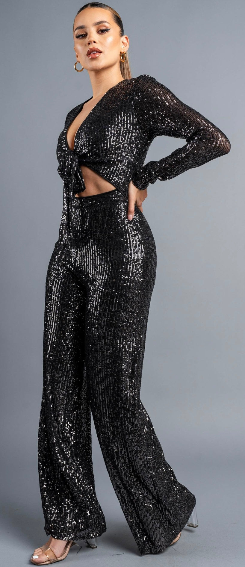 SLEIGH SEQUINS JUMPSUIT-BLACK