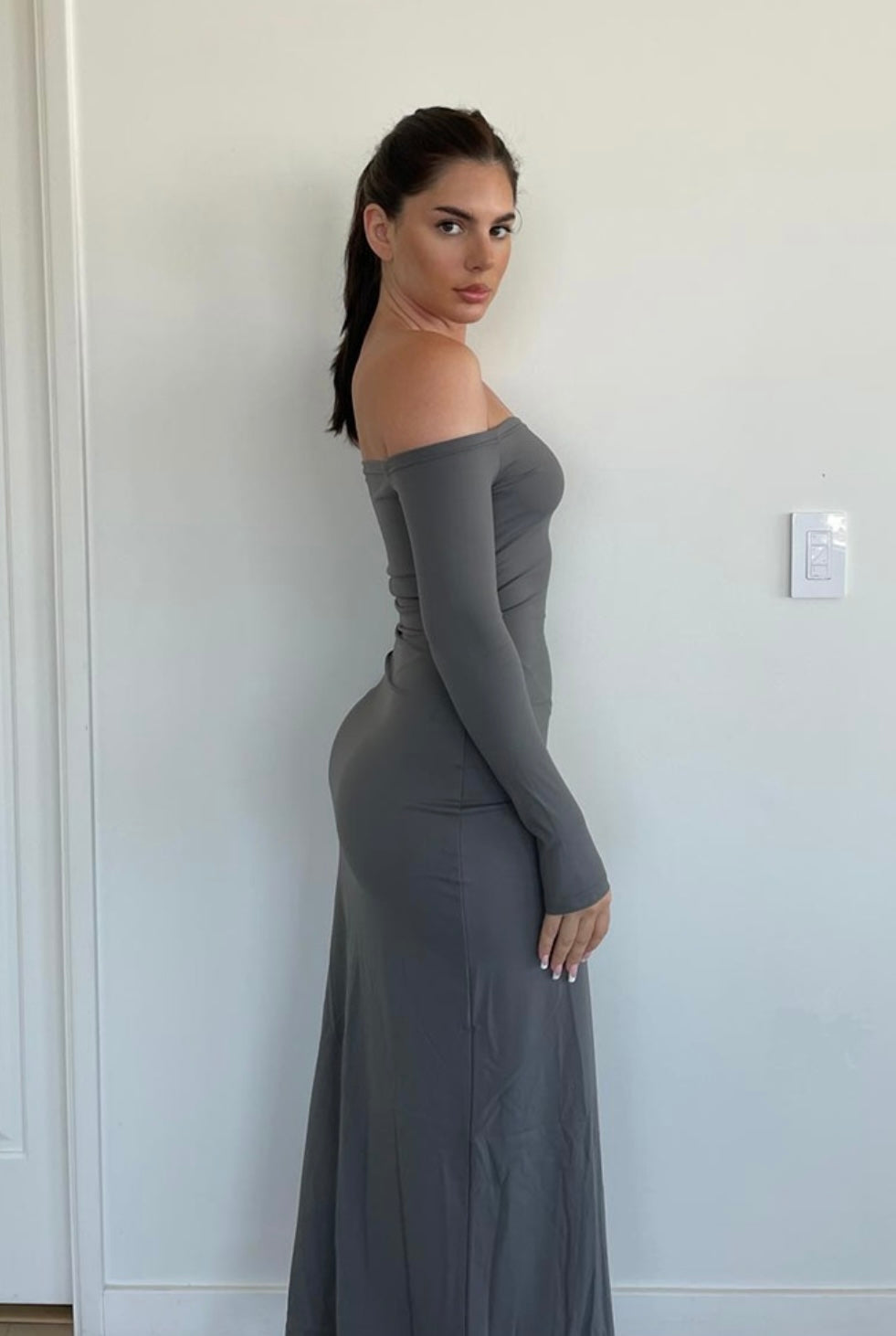Crystal Dress-Charcoal Grey