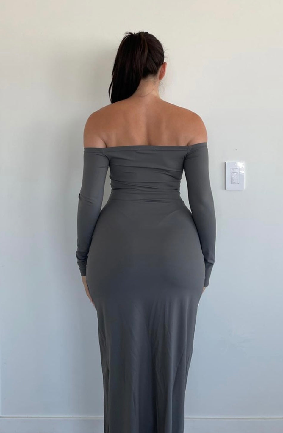 Crystal Dress-Charcoal Grey