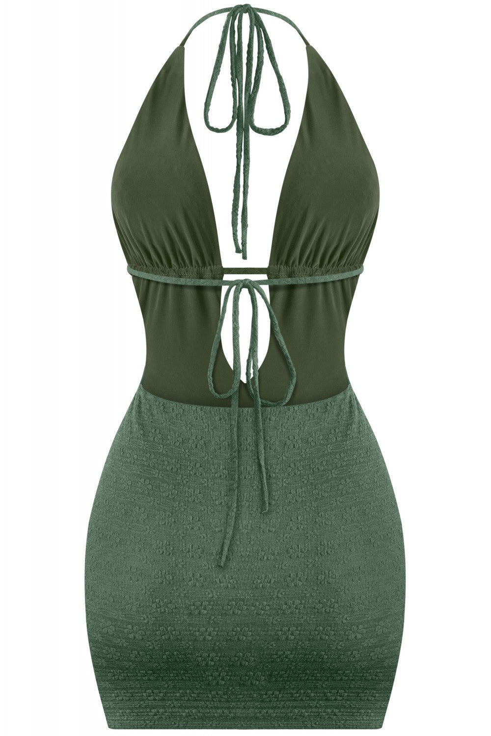 IBIZA HALTER MINI DRESS-OLIVE