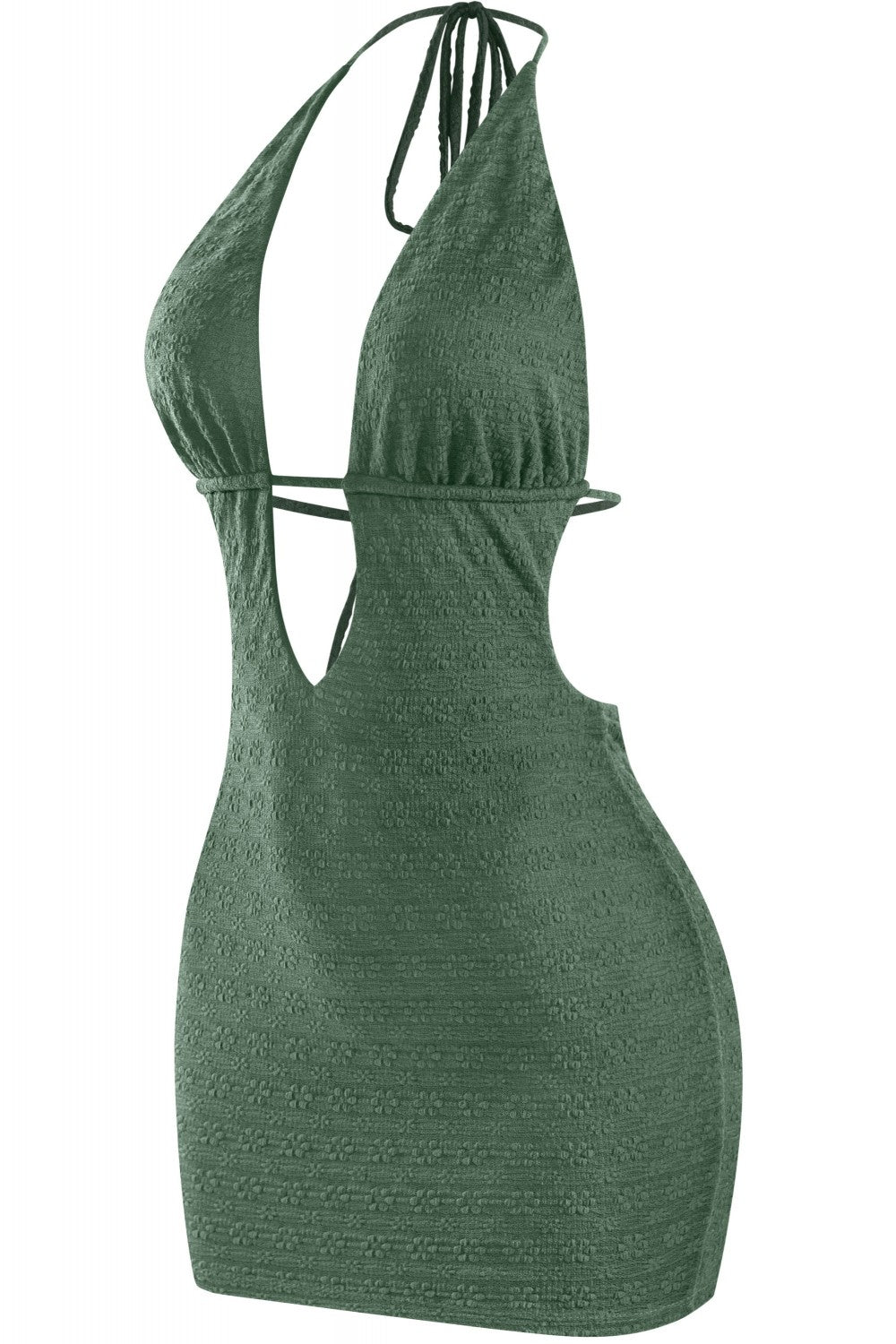 IBIZA HALTER MINI DRESS-OLIVE