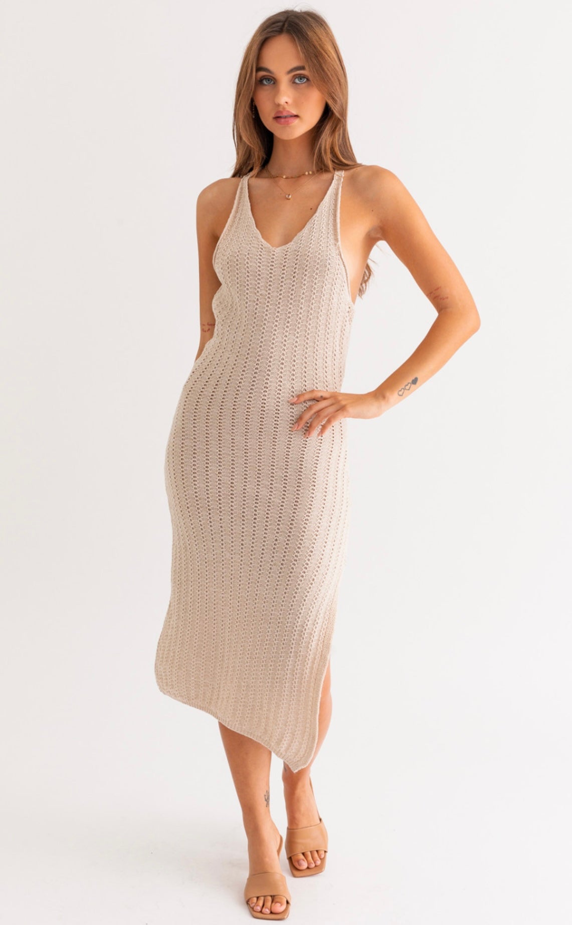 MAUI MIDI DRESS-BEIGE