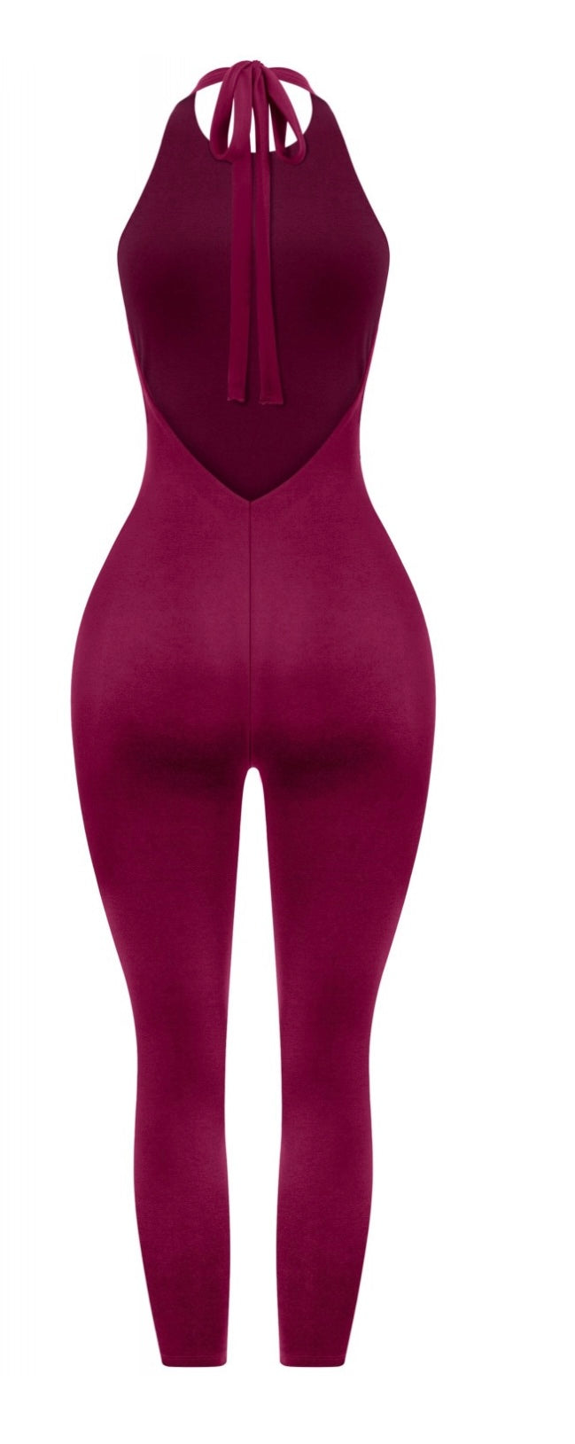 SOFIA HALTER JUMPSUIT-BURGUNDY