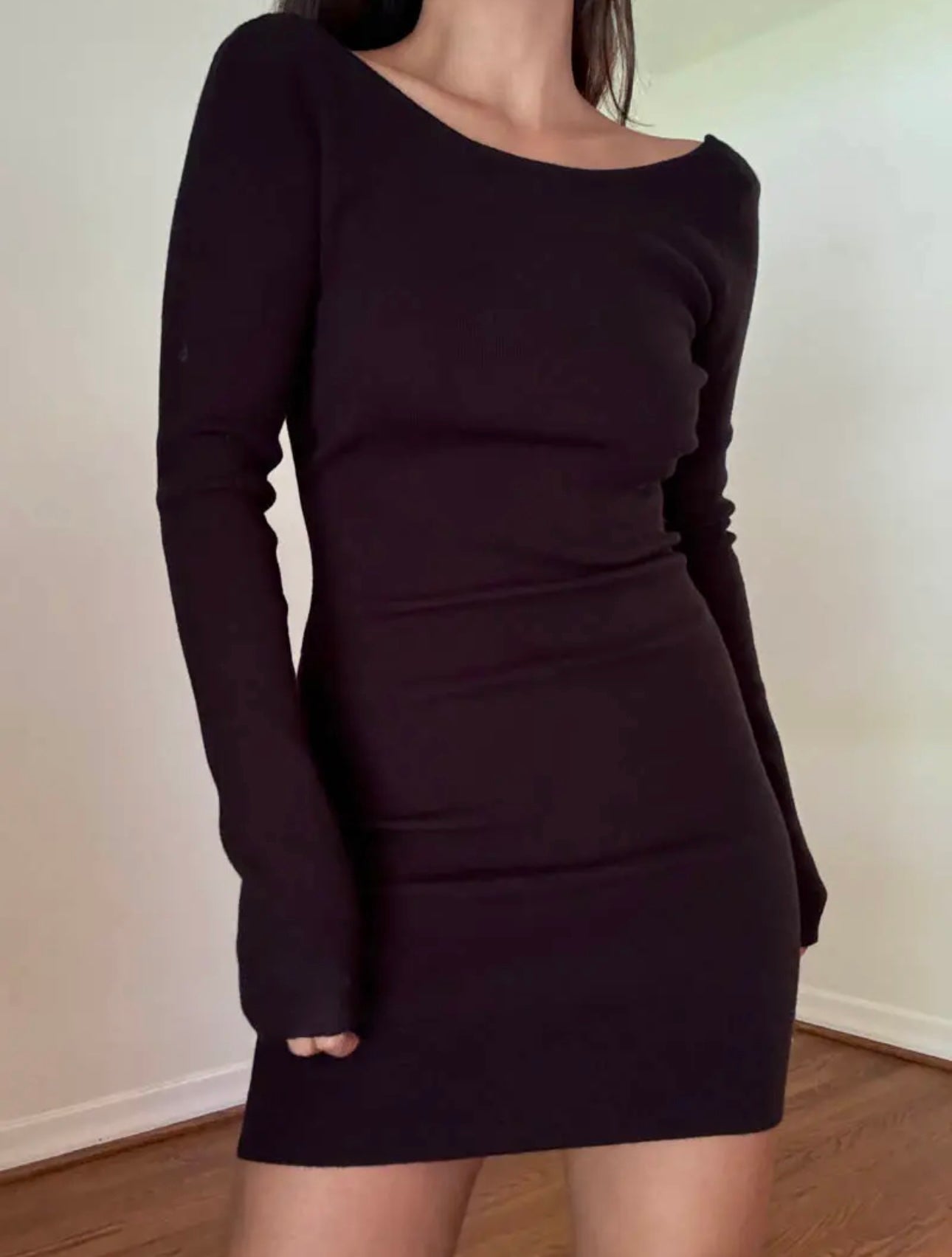 KOURTNEY KNIT MINI DRESS-CLASSIC BLACK