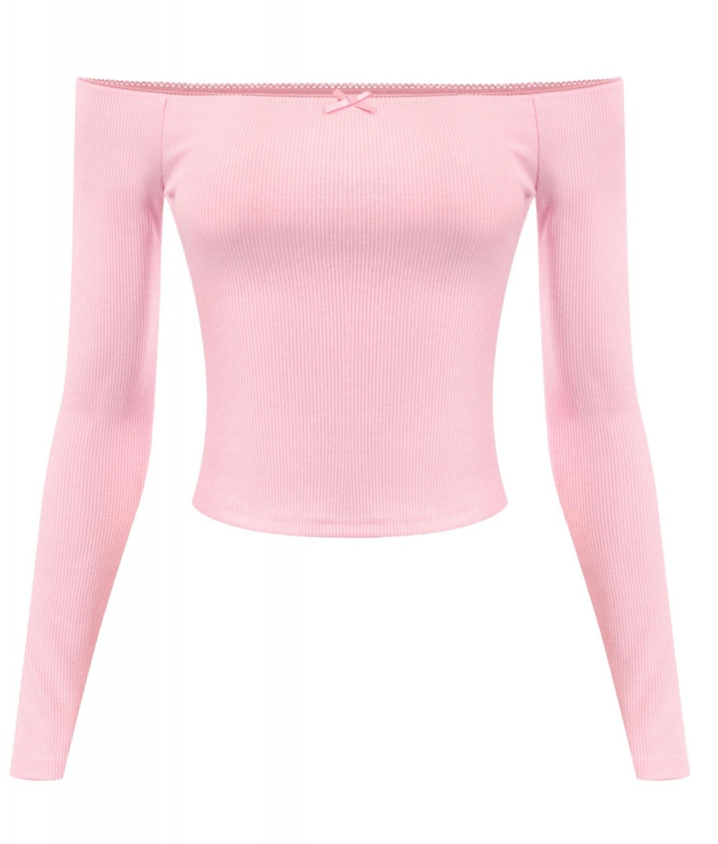 PRETTY AF LONG SLEEVE TOP-BABY PINK