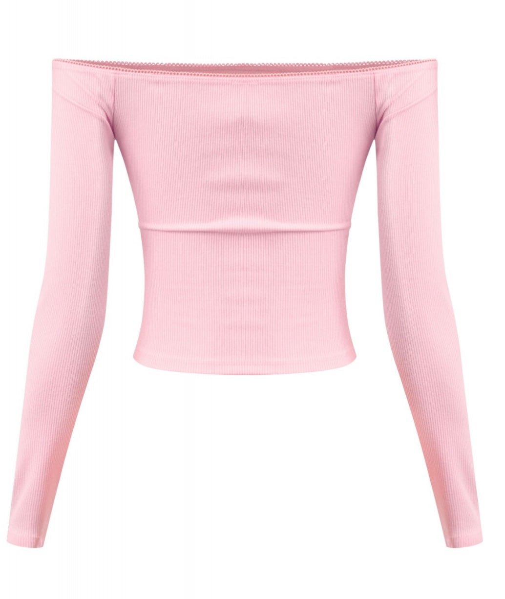 PRETTY AF LONG SLEEVE TOP-BABY PINK
