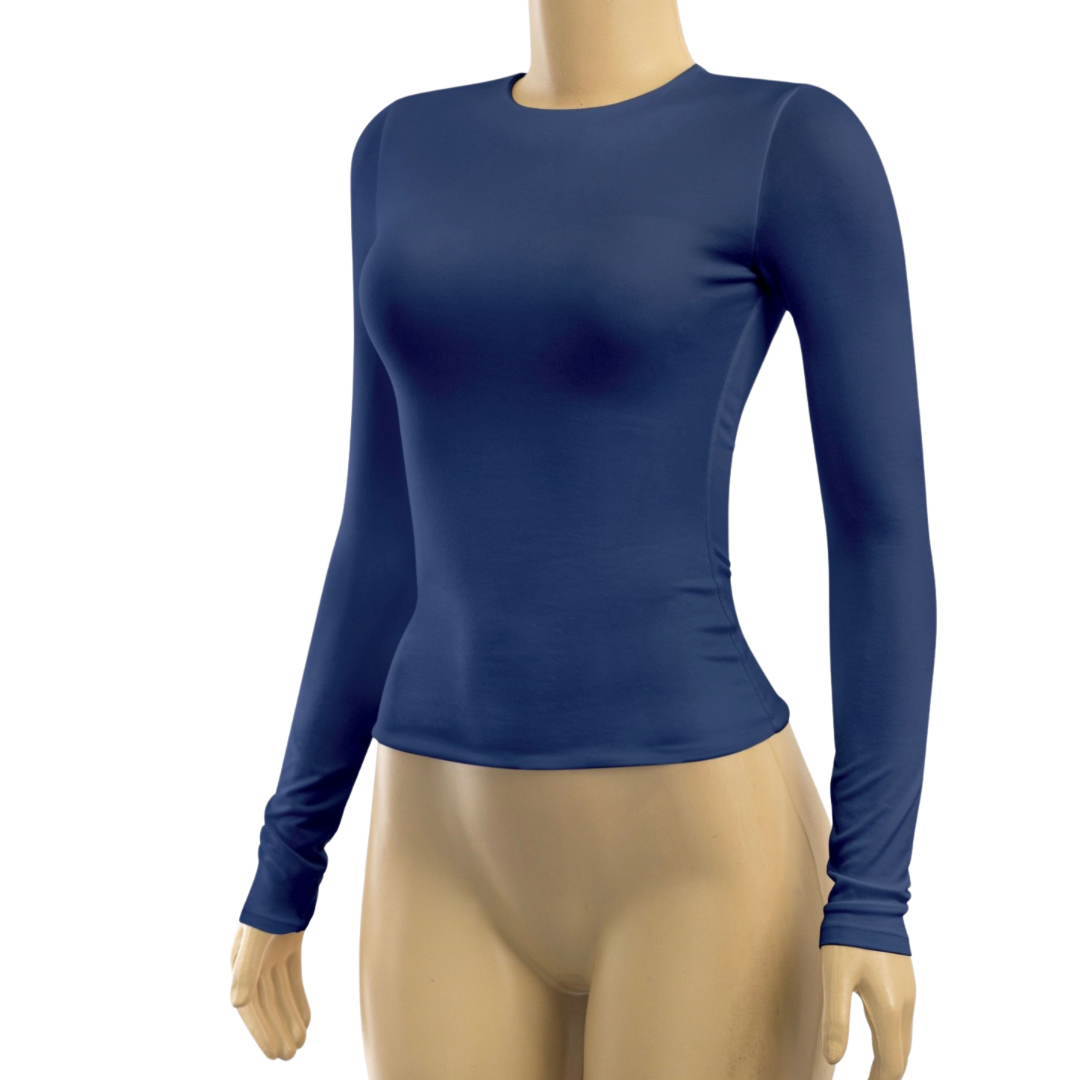 KIMMY ROUND NECK LONG SLEEVE TOP-NAVY