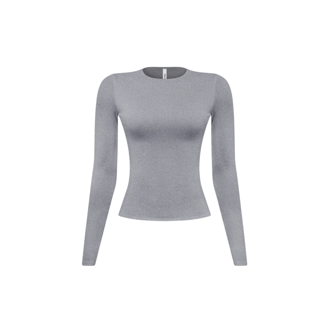 KIMMY ROUND NECK LONG SLEEVE-HEATHER GREY