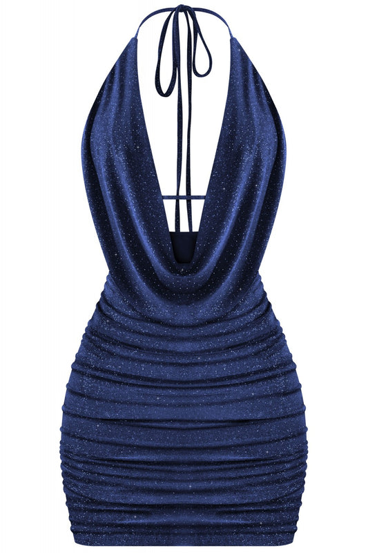 COSMIC DESIRE MINI DRESS-NAVY
