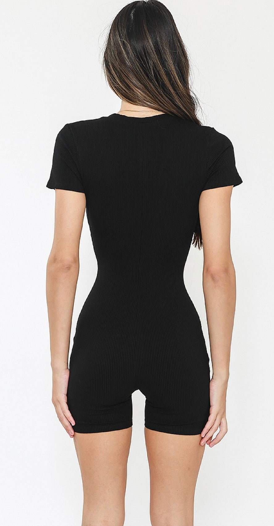 SNATCHED V ROMPER-BLACK