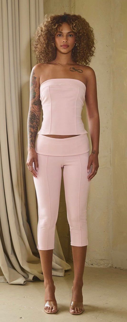 BABYDOLL CAPRI SET-PINK
