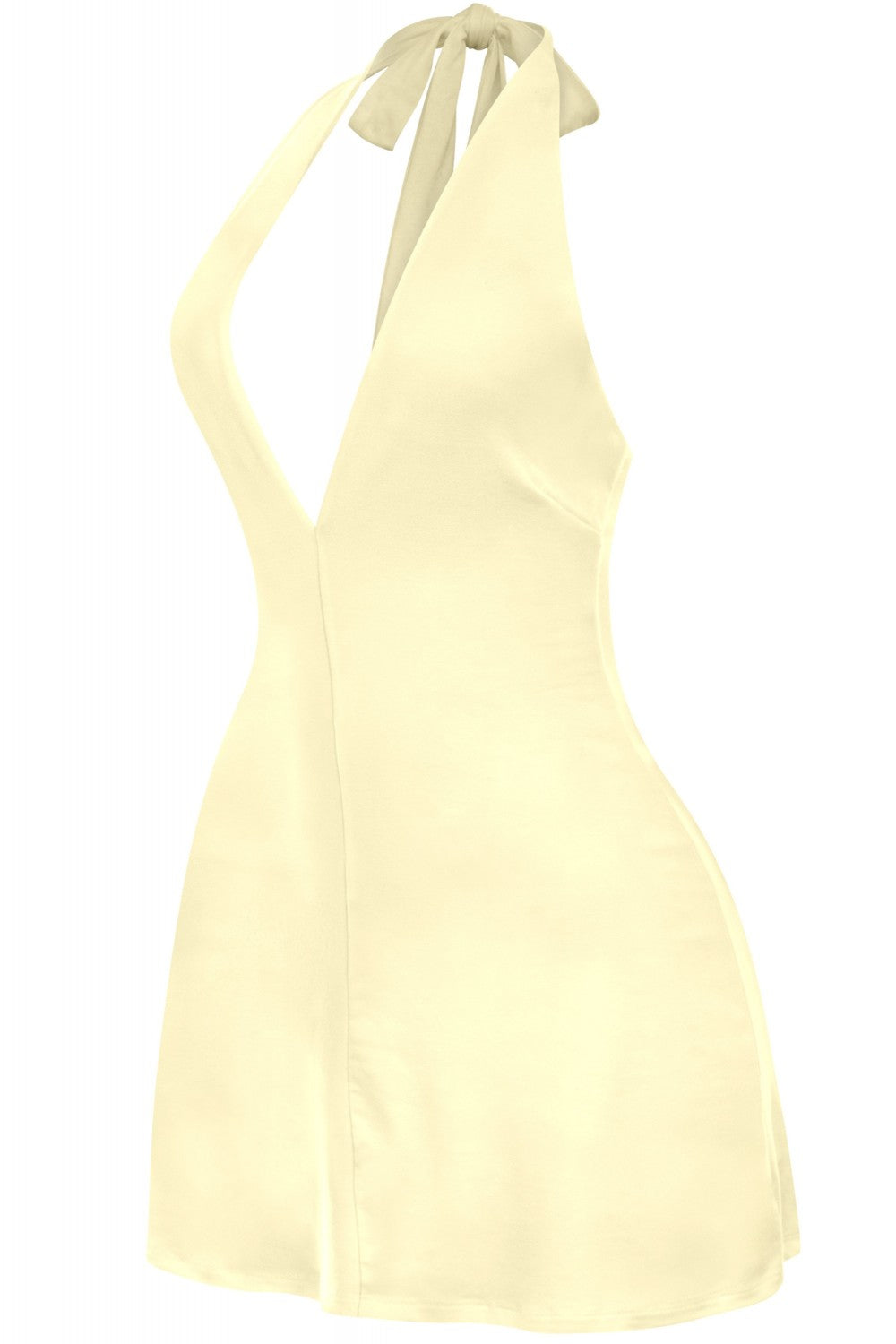 SOLENE HALTER ROMPER/DRESS-PASTEL YELLOW
