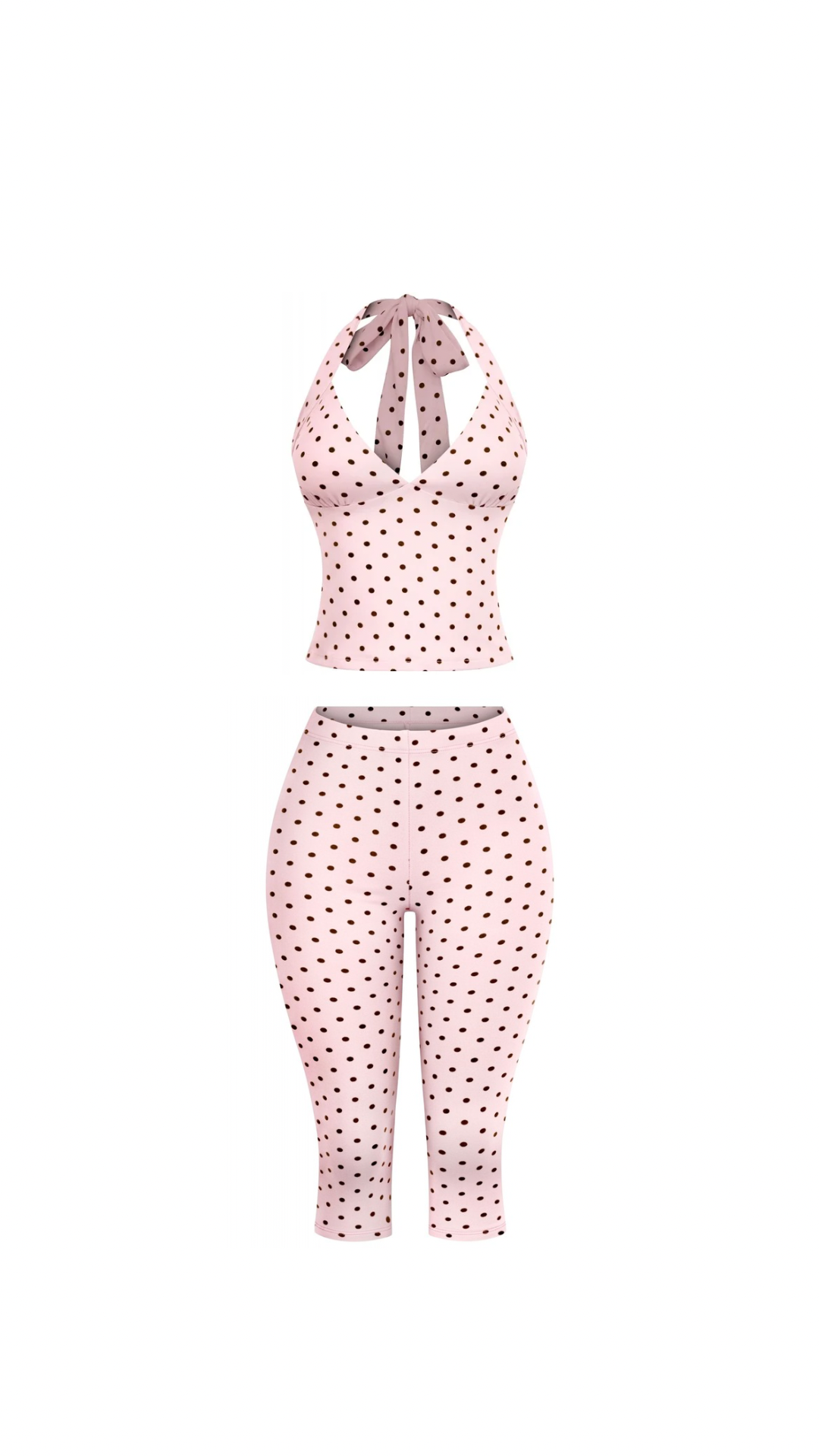 ROSÉ HOUR SET-PINK/BROWN POLKA DOTS