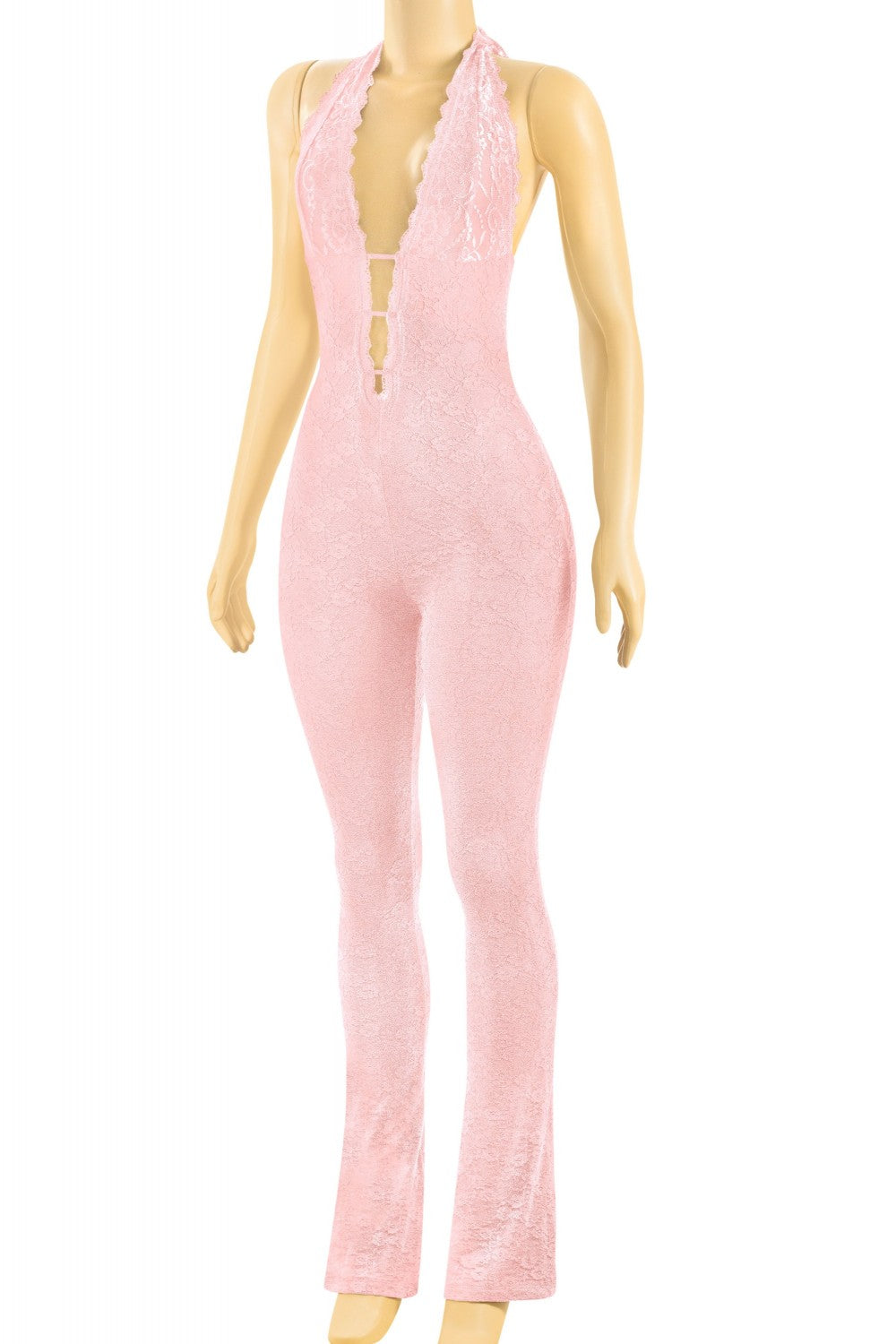 MARIAH LACE JUMPSUIT-POWDER PINK
