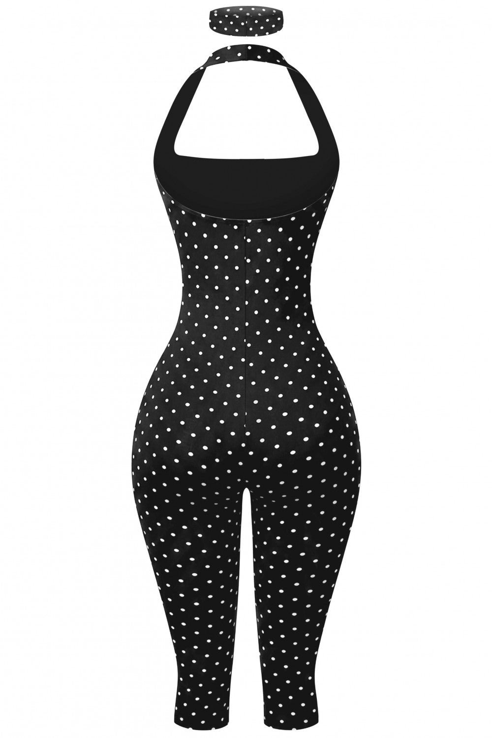THE DOT EDIT CAPRI JUMPSUIT-BLACK/WHITE POLKA DOTS