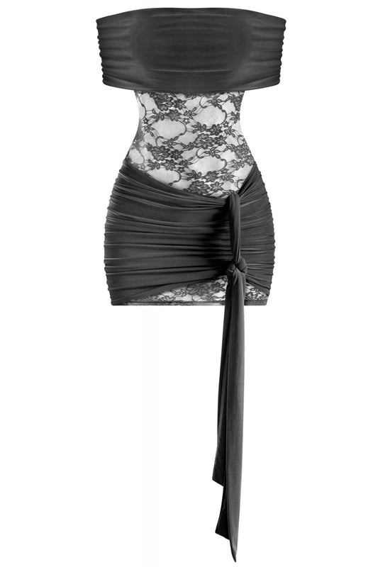 GRISELDA LACE MINI DRESS-CLASSIC BLACK