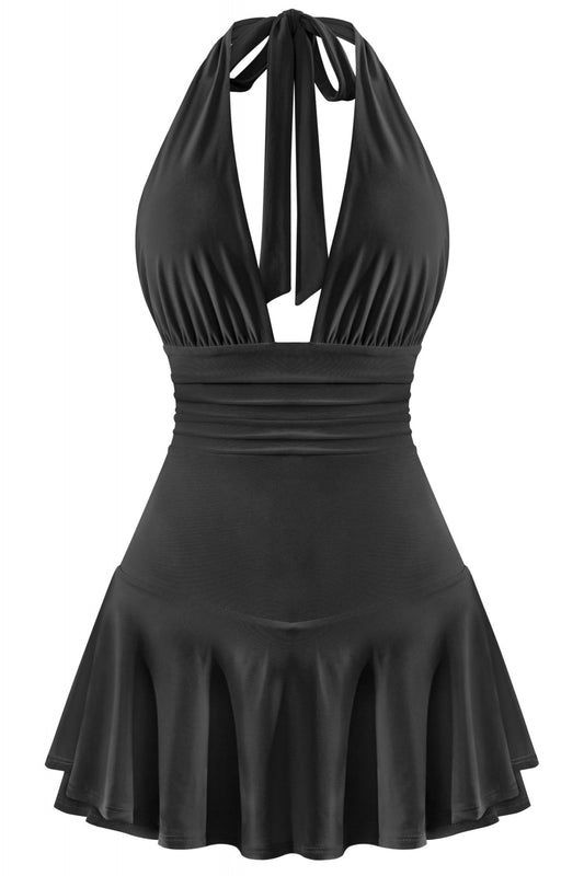 MELANIE RUFFLED ROMPER-BLACK