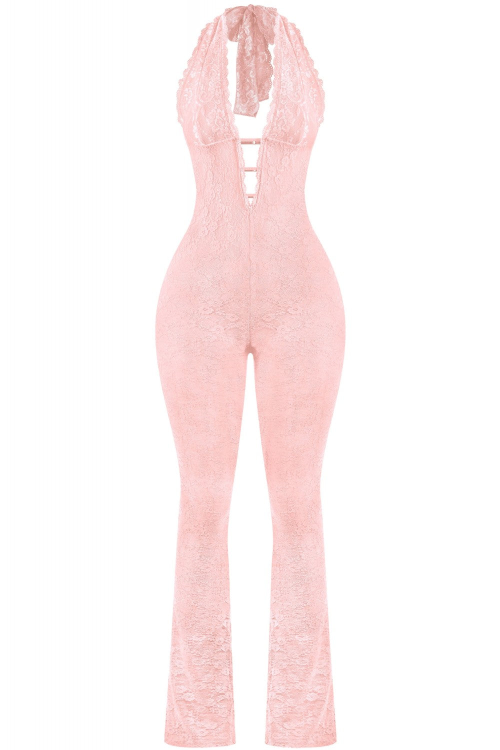 MARIAH LACE JUMPSUIT-POWDER PINK
