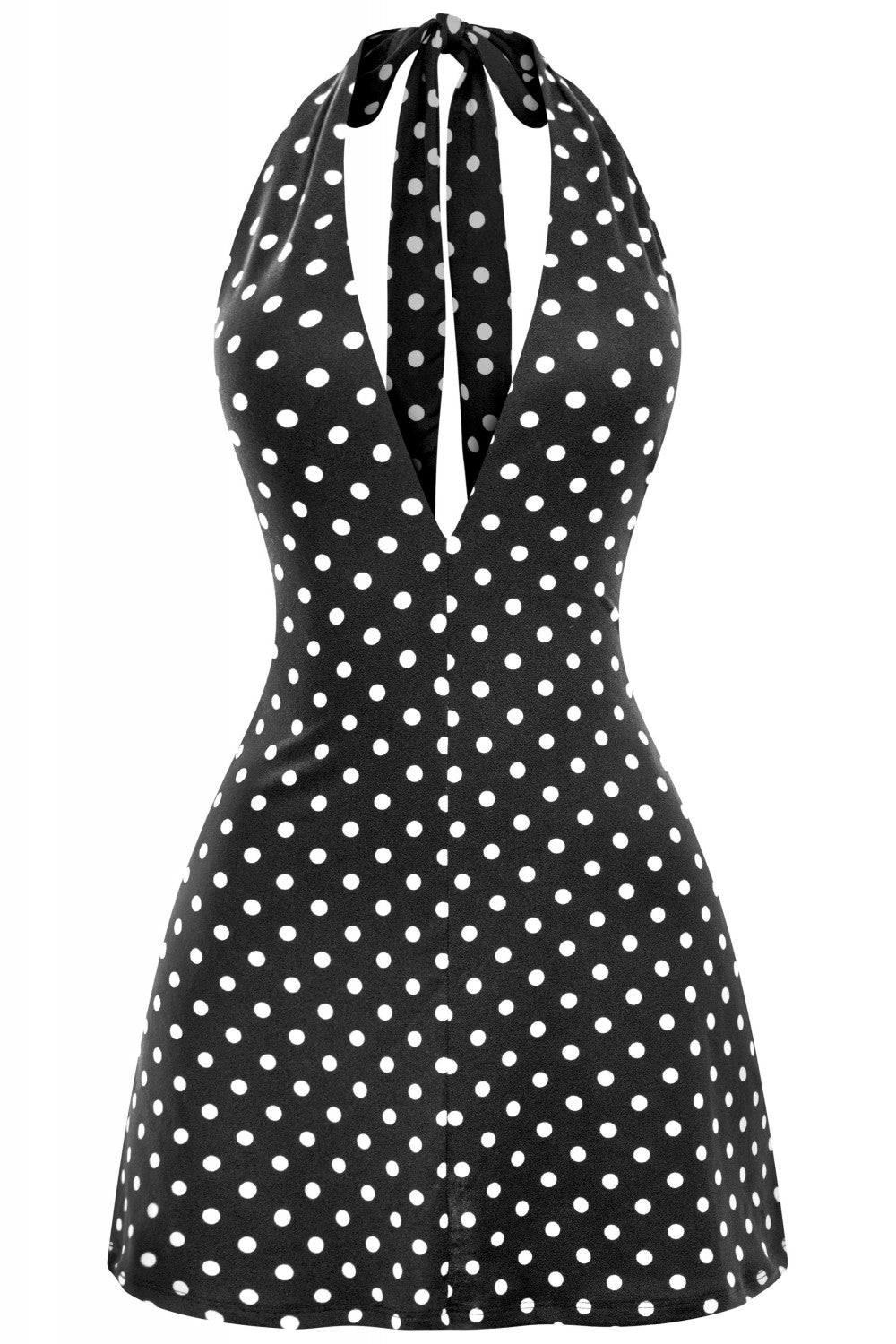 SOLENE HALTER ROMPER/DRESS-POLKA DOT DTY