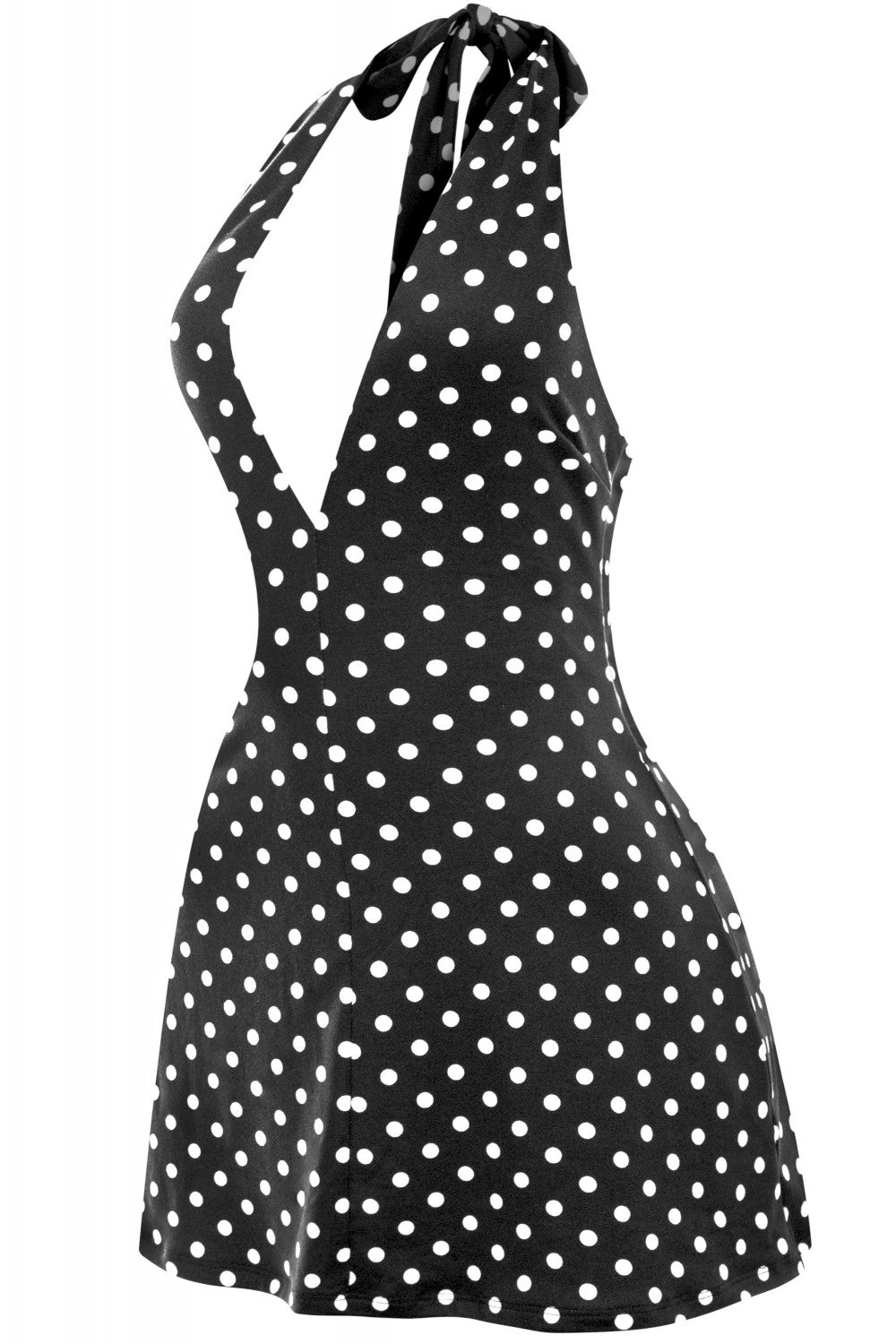 SOLENE HALTER ROMPER/DRESS-POLKA DOT DTY