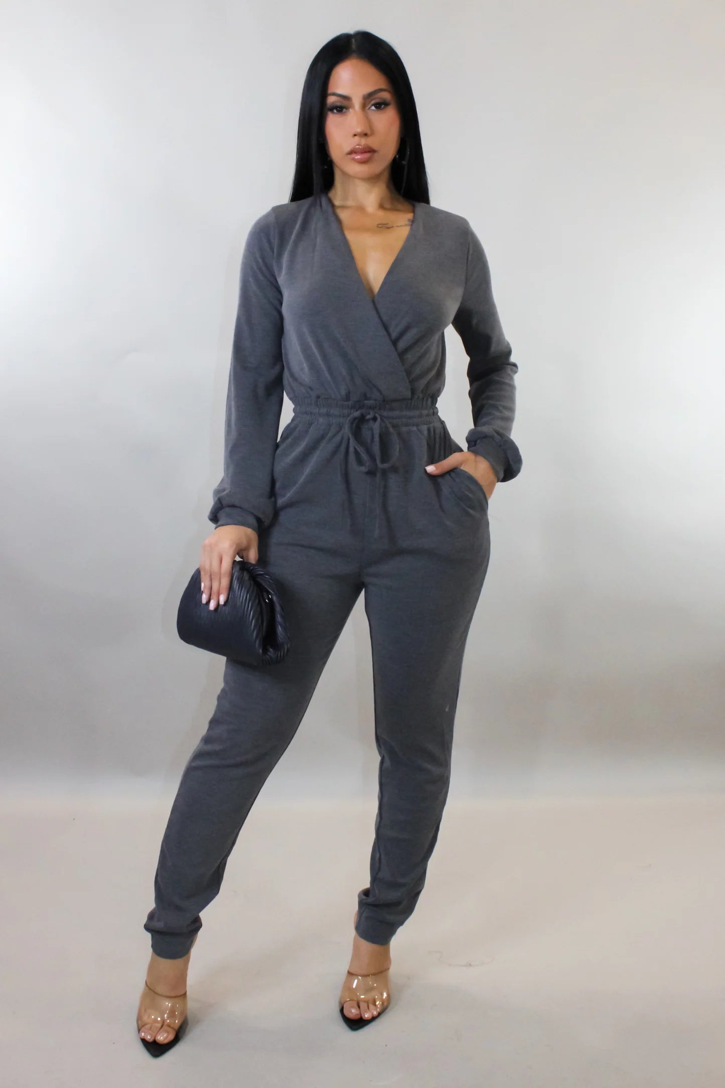 CHARCOAL BADDIE JUMPSUIT