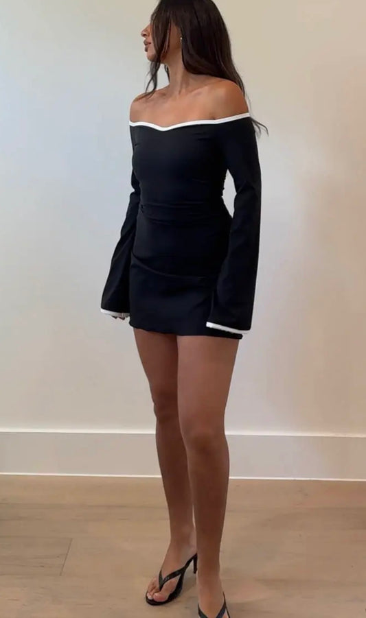 SOFT ERA MINI DRESS-BLACK