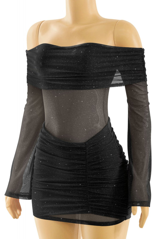 BODY LANGUAGE MINI DRESS-BLACK