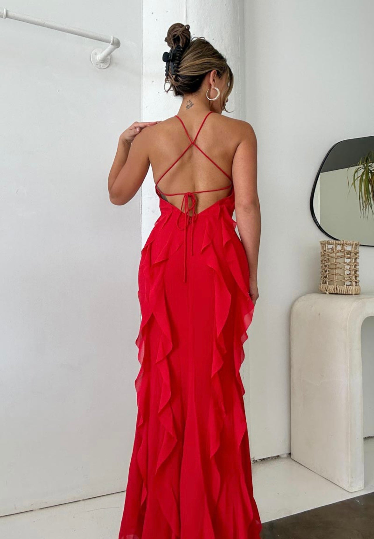 VALENTINA DRESS-LIPSTICK RED