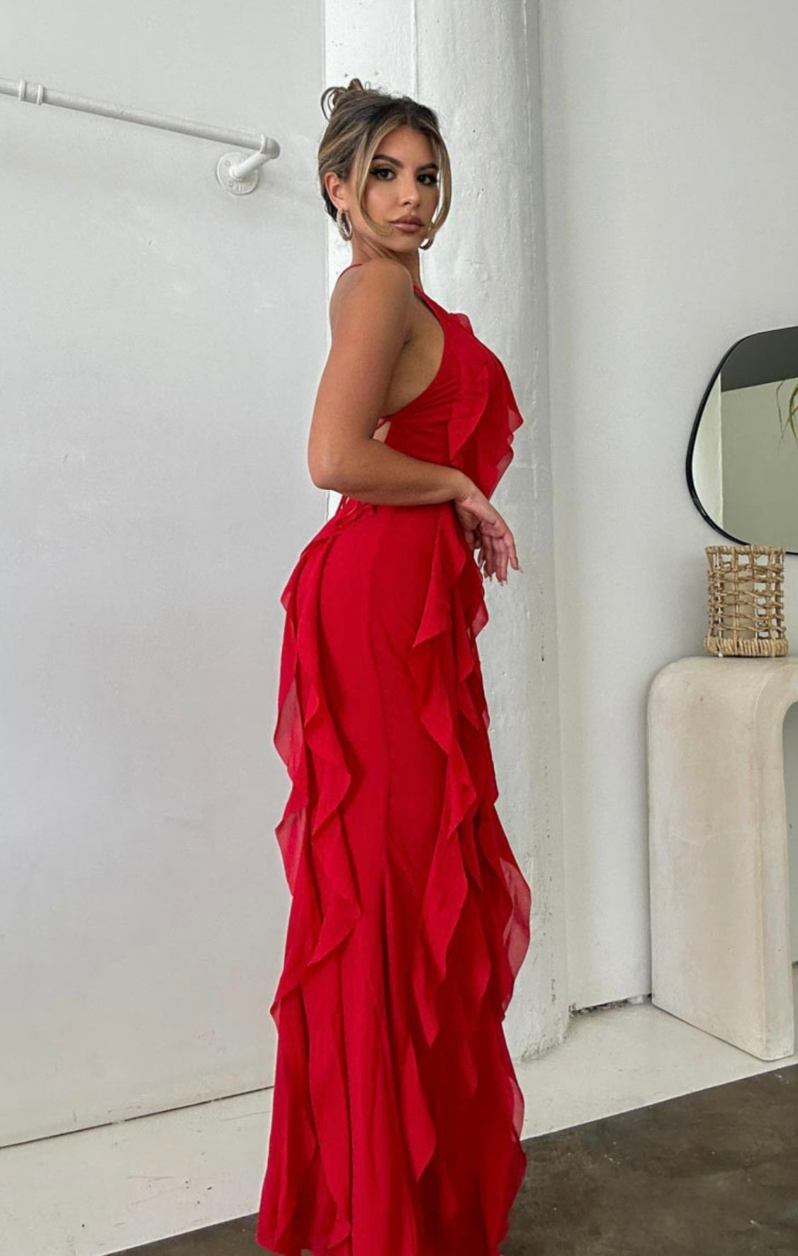 VALENTINA DRESS-LIPSTICK RED