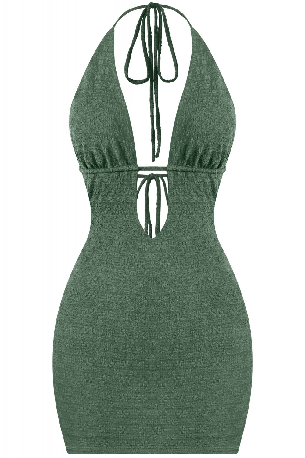 IBIZA HALTER MINI DRESS-OLIVE