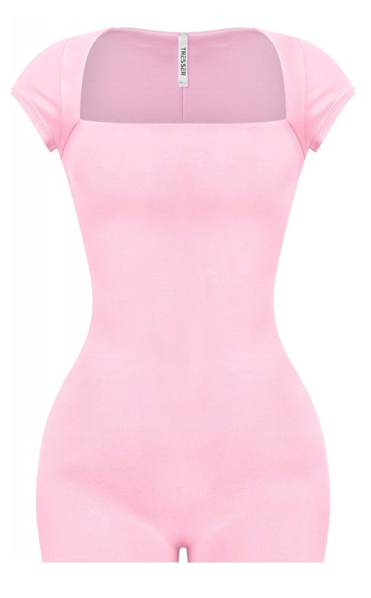 SQUARE NECK ROMPER-BABY PINK