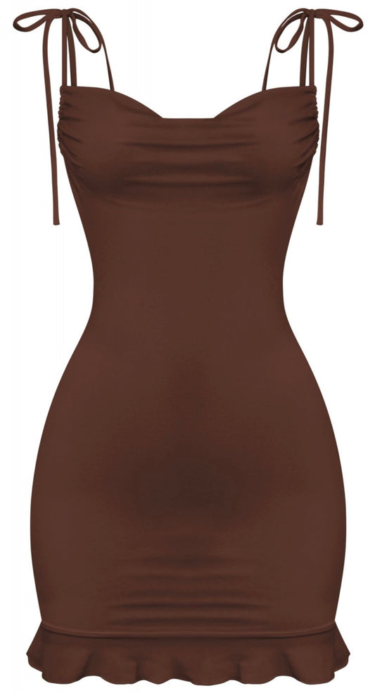 THE ANITTA MINI DRESS-BROWN