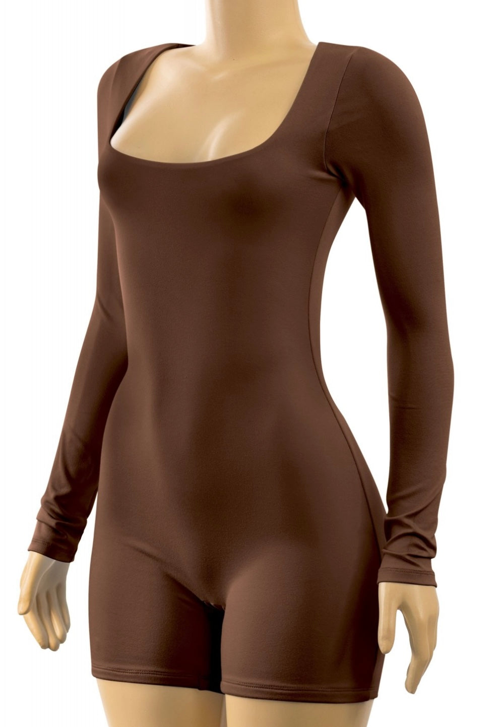 CLEO LONG SLEEVE ROMPER-BROWN