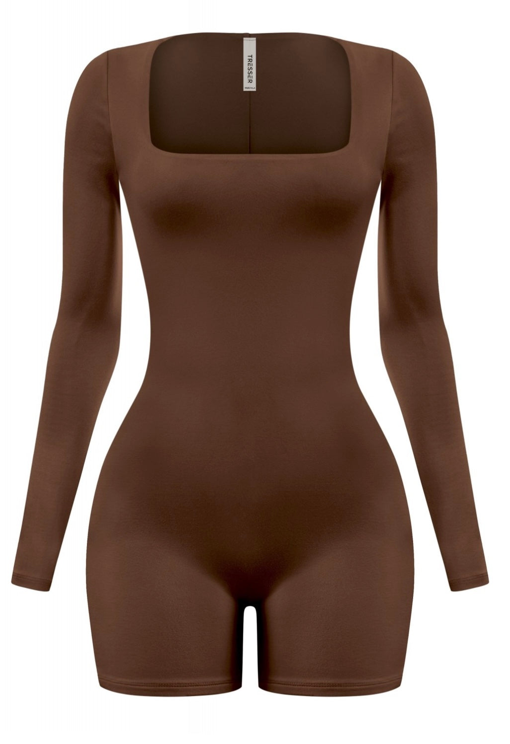 CLEO LONG SLEEVE ROMPER-BROWN