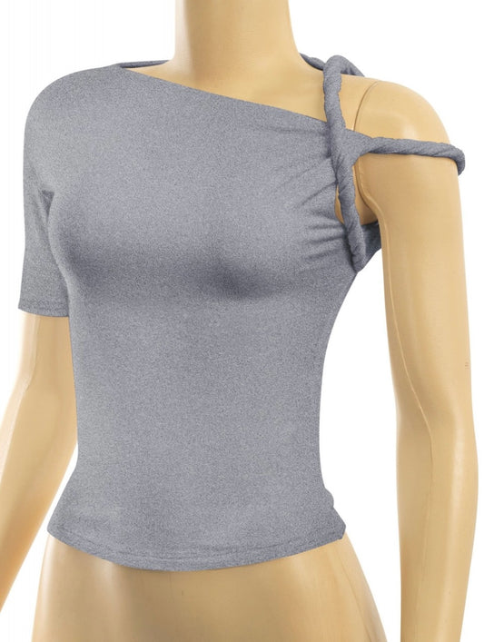 TANYA TWIST TOP-HEATHER GREY