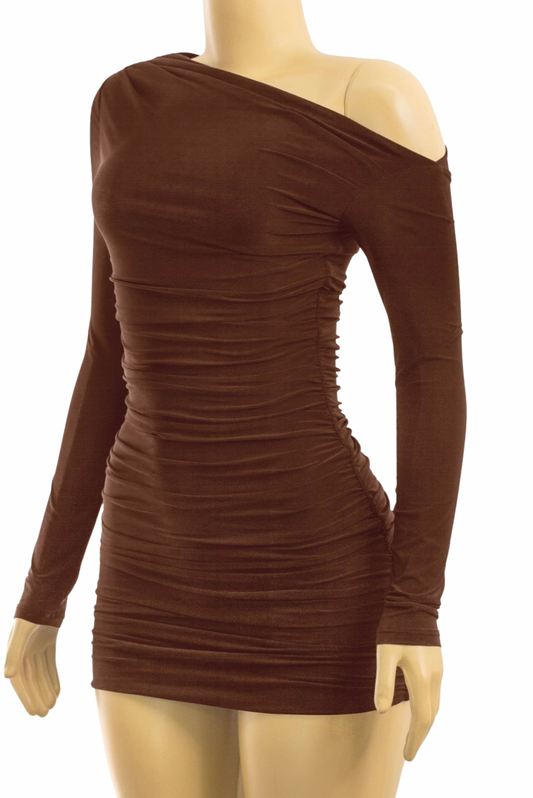 LOLITA MINI DRESS-BROWN