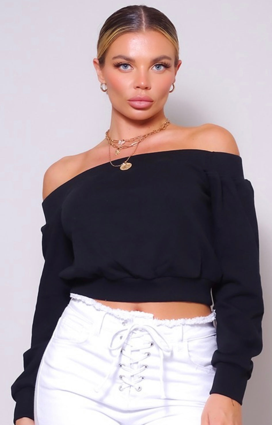 Black Cropped Sweatshirt